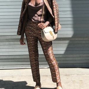 Zara Bronze Jacquard Metallic Floral Pant